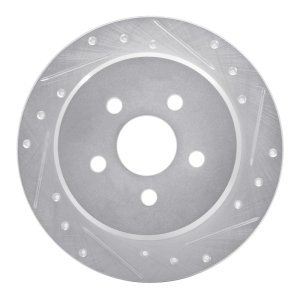 Chrysler PT Cruiser Brake Rotor (1) - Rear Right - R1 Concepts - Drilled & Slotted - Silver - `03-`10